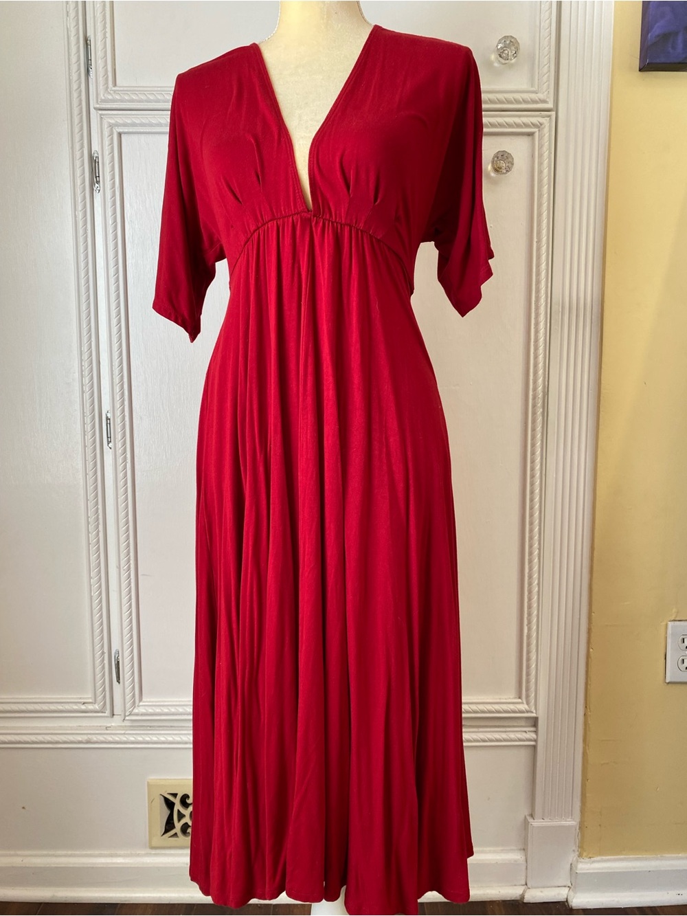 Forever 21 Red V-Neck Midi Dress